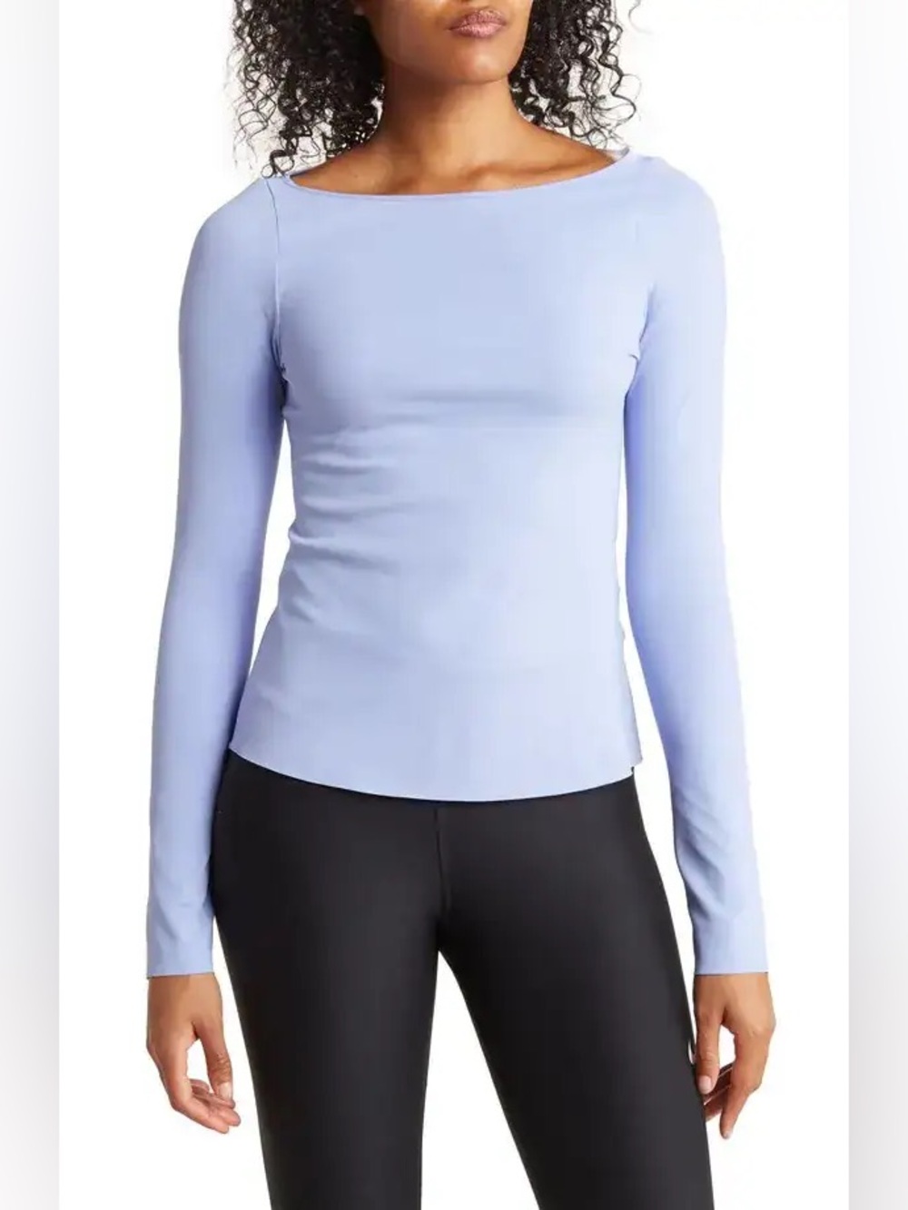Nike Yoga Dri-FIT Luxe Long Sleeve Top Women’s S Light Thistle Bateau Neck